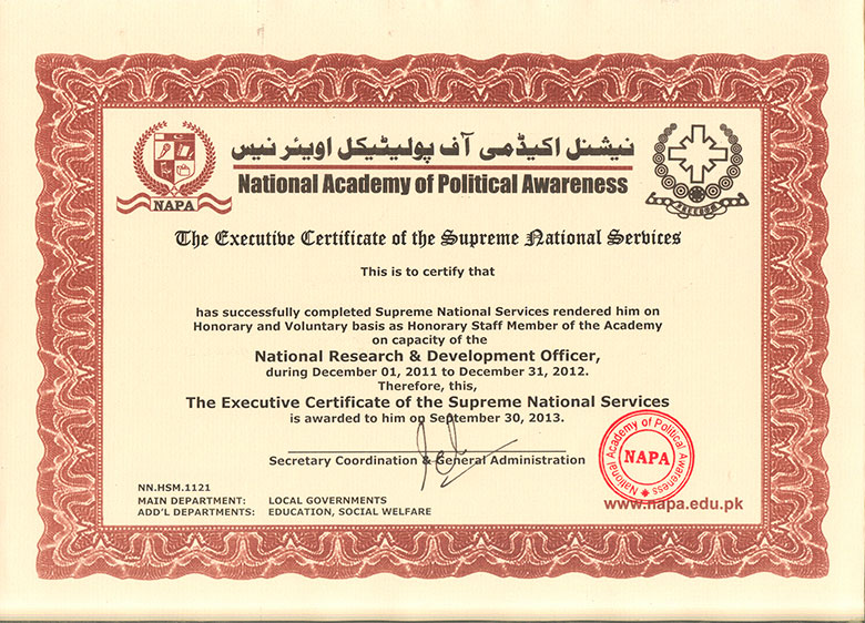 Certificate of Supreme National Service